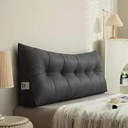Queen Size Wedge Pillow Bed Rest Reading Pillow, Wedge Cushion Headboard Reading Pillow, Solid Sofa Mattress Wipeable Technical Cloth Cover Bed Backrest (Color : Gray, Size : King(79"/200cm))