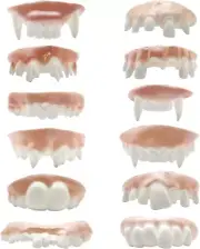 Gnarly Teeth 12 Pieces Ugly Fake Teeth Bob Teeth Gag Teeth Halloween Vampire Tee