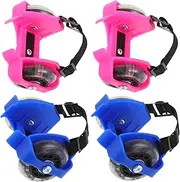 2 Pairs of Sporty Inline Skates Light-up PVC Wheels Adjustable Training Skates for Boys and Girls Comfortable and Protective Skate Shoes