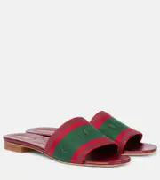 [Gucci] Gucci Web Stripe embroidered slides AU 7.5 red
