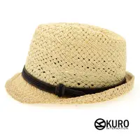 在飛比找蝦皮商城優惠-KURO-SHOP米黃色皮革帽帶草帽紳士帽