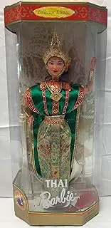[Barbie] Year 1997 Collector Edition Dolls of The World 12 Inch Doll - Thai with Thailand Traditional Outfits, Cape, Jewelry, Headpiece, Hairbrush and Doll Stand