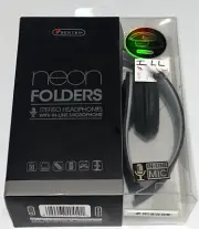 Sentry Neon Folding Headphones With In-Line Microphones Travel Gray Black