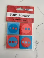 Colorbok Foam Accents 4 Embellishments ~ Square, Circle w/Dots Scrapbooking
