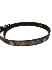 ARIAT Men’s Basket Concho Ribbon Inlay Brown Leather Belt Size 36