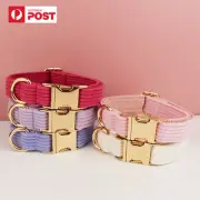 Custom Velvet Colourful Dog Collar with Name Engraved, Soft Fabric For Girl Boy