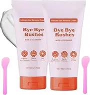 Bye Bye Bush Hair Removal,Gentle & Painless Depilatory Cream，Intimate Hair Remover for Face Legs Underarms,Bikini Area,Gentle Formula (2pcs)