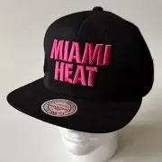 Mitchell & Ness Miami Heat NBA Black Adjustable Cap Hat - One Size - New!!