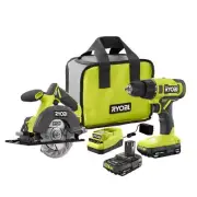 RYOBI ONE+ 18V Cordless 2-Tool Drill/Driver Circular Saw Combo Kit PCL1201K