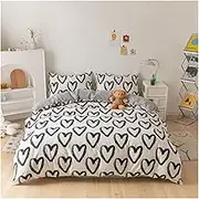 Bedding Set 100% Cotton Simple Stripe Print Queen Duvet Cover Set King Size AB Double-Sided Design Comforter Covers(4,US Queen 228x228cm)