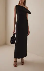 [Khaite] Cato Draped Double-Faced Crepe Maxi Dress
