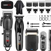 HIENA PRO Professional Hair Trimmer Set for Men, Cordless Hair Trimmer, Foil Shaver, Beard Trimmer, Nose Trimmer Complete Set, Electric Hair Cutting Kit with 7 Guide Combs (212 Set)