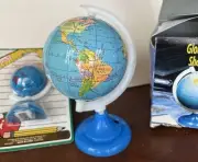 2 RETRO VINTAGE NOVELTY WORLD GLOBE BOXED PENCIL SHARPENER H 6” Large One