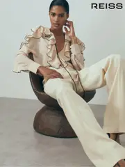 Reiss Blush Kiani Atelier Silk Ruffle Blouse (172798) | $710
