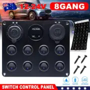 Car 8 Gang 12V Switch Panel LED Rocker USB ON-OFF Toggle For Boat Marine Caravan