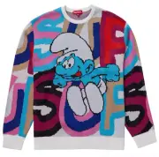 FW20 SUPREME X SMURFS SWEATER WHITE MULTICOLOR SZ XL (Bin #4)