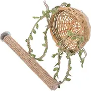 Toddmomy Parrot Climbing Toy Set Parakeet Cage Accessories Seagrass Woven Nest Swing Sturdy Bird Play