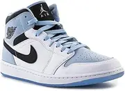 [Nike] Air Jordan 1 Mid Men's Shoes, White/Ice Blue-black, 11.5 US