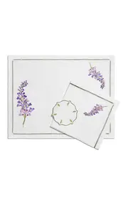 [Tiffany & Co.] Set-of-Four Wisteria Embroidered-Linen Napkins