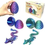 AKIDA 2 Packs Dragon Eggs with Dragon Inside, Dragon Egg Fidget Toy, 3D Dragon Eggs with Dragon Inside, Mystery Dragon Egg, 3D Printed Dragon Egg, Stocking Easter Basket Stuffers (Purple and Blue)