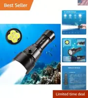 2500 Lumens Super Bright Dive Light with 4 Modes, Scuba Diving Torch with But...