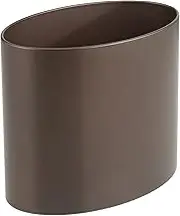 mDesign Stainless Steel Metal Oval Trash Can, Small 2.09 Gallon Wastebasket, Garbage Basket Bin for Bathroom, Bedroom, Kitchen, or Home Office, Holds Waste and Recycle, Mirri Collection, Bronze