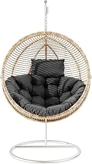 Hanging Egg Chair Cushion 44"x44", Egg Chair Cushion Replacement Outdoor, Round Thick Cushion for Swing Chairs, Washable Hammock Chair Cushion Cover, Patio Furniture Cushions Beige (Black, 44inx44in)