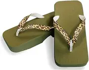 Hajime(一歩) [One Step] [Hajime] Geta Clogs, Soft and Water Resistant, Made of Sponge, 11.2 inches (28.5 cm), GR/Leopard x Yellow, Leopard x Yellow (Leopard x Yellow/28.5), Leopard × Yellow, 28.5 cm