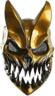 Demon Mask, Slaughter To Prevail Mask Oni Mask Halloween Prop Party Mask Movable Mouth Mask Hallowee Golden