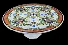48" Marble Coffee Center Table Top Semi Precious Stones Work With Marble Stand