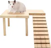 DVHEY Hamster Wooden Platform with Legs Small Animal Climbing Ladder Standing Rat Guinea Perch Chew Toy Cage Accessories (Platform-Small)