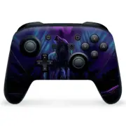 Nintendo Switch Pro Controller Skin Decal Vinyl Wrap - Wolf in glowing purple