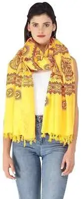 Radhey Radhey Prayer Shawl with Printed Radhey Krishna from Banaras - Viscose