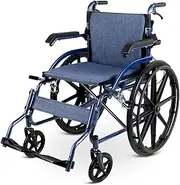 Folding Carbon Steel Wheelchair Lightweight All Terrain Wheelchair with Handbrakes and Adjustable Backrest Manual Wheelchair for Adults