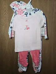 NWT Size 6M Carter's 4pc layette set outfit shirt w/fox pants floral sleeper hat