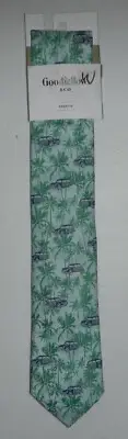 NWT Goodfellow & Co Mens Neck Tie Woodie Woody Station Wagon & Palm Tree Print