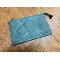 在飛比找蝦皮購物優惠-韓國製 仿鱷魚皮 灰綠色 信封包 側背包 手拿包