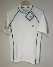 Coolibar Mens Tulum Rash Guard Size Small White Short Sleeve Mock Neck UPF 50+