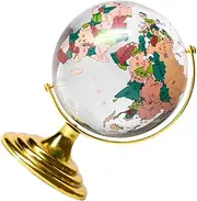 Elegant Crystal Globe Ornament Stylish Desktop Rotating Globe with Stand Decorative World Map Crystal Model for Home Office Student Exquisitely Crafted