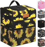Car Trash Can Bin for Car Back Seat Leak Proof, Cute Car Trash Bag Hanging, Vehicle Trash Can for SUV Truck Van, Automotive Car Garbage Cans Front Seat Sunflower Floral