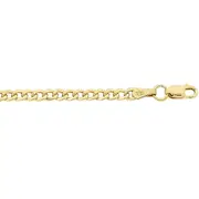 Bevilles 9kt Yellow Gold Silver Infused Curb Anklet Anklet-Curb Link