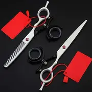 Swivel Thumb Hair Cutting Shears, Professional Japan 440c Steel 6inch Rotate Cut Haircut Scissor thinning Barber Cutting Shears Hairdresser Scissors kit