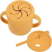 BUGUUYO Silicone Straw Cup with Double Handles Leakproof Milk Cup for and Safe Drinking Cup for Hot and Cold Beverages Snack Cup
