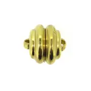 Gold Plated Sterling Silver Round Ribbed Clasp-Magnetic Clasp Toggle Set (1 set)