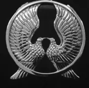 Sterling Silver Art Deco style Doves Love Birds black onyx Brooch Peace Harmony