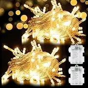 [2 Pack] 50LED Battery Fairy Lights for Bedroom, Fairy Lights Battery Operated Waterproof with 8 Modes,Christmas Lights Outdoor Indoor for Christmas Tree Decorations,Party,Bedroom,Garden