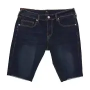 True Religion Men's Denim Dark Ricky SN Raw Hem Jean Shorts (36, Scorched Wash)