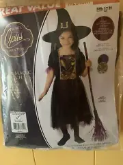 RUBIE’s Color Magic Witch Costume Dress Up Girls Sz 8-10 Medium Hat New Sequins