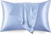 Love's cabin Satin Pillowcase for Hair and Skin, Similar to Silk Pillow Cases 2 Pack, Pillow Cases Standard Size Set of 2, Satin Cooling Pillow Covers with Envelope Closure, 20x30 Inches, Sky Blue