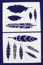 Feather Stencils-2 Piece Stencil Set -Mylar 14 Mil Painting/CraftsTemplate